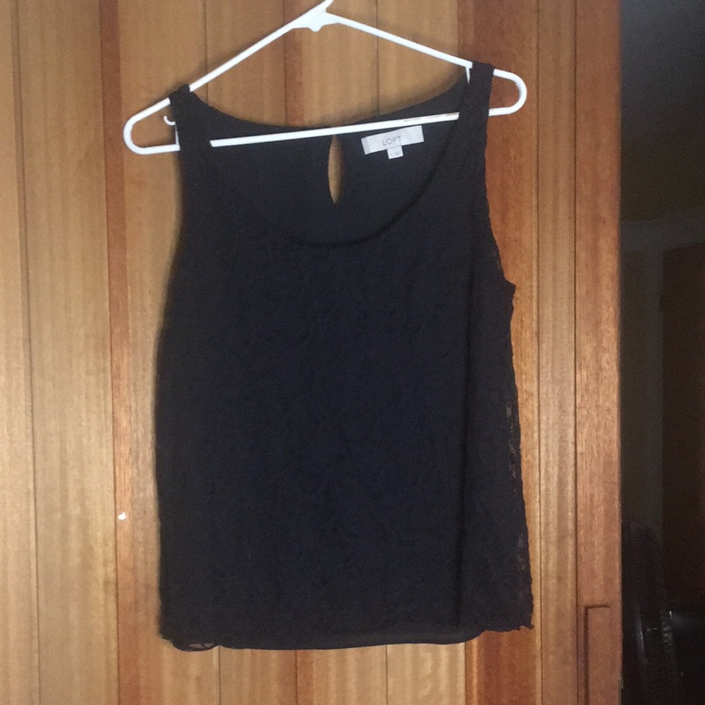 Black lace tank top with keyhole back